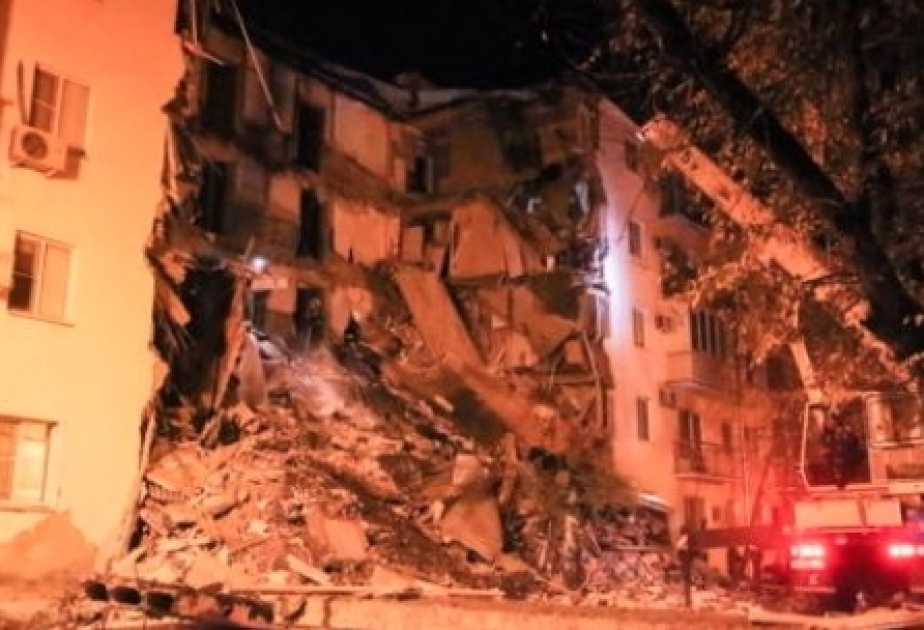 Residential building partially collapsed in Astrakhan