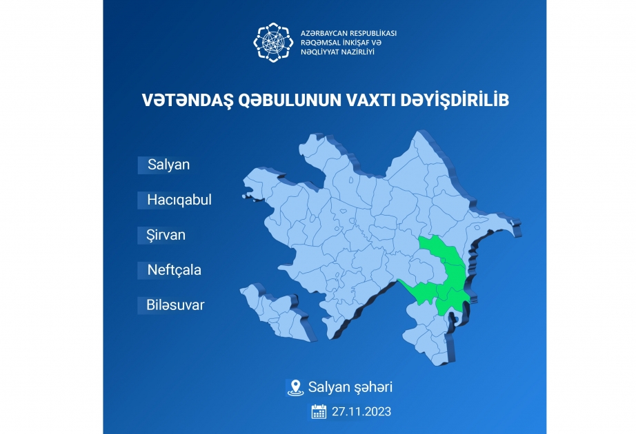 Nazir Rəşad Nəbiyevin vətəndaş qəbulunun vaxtı dəyişdirilib