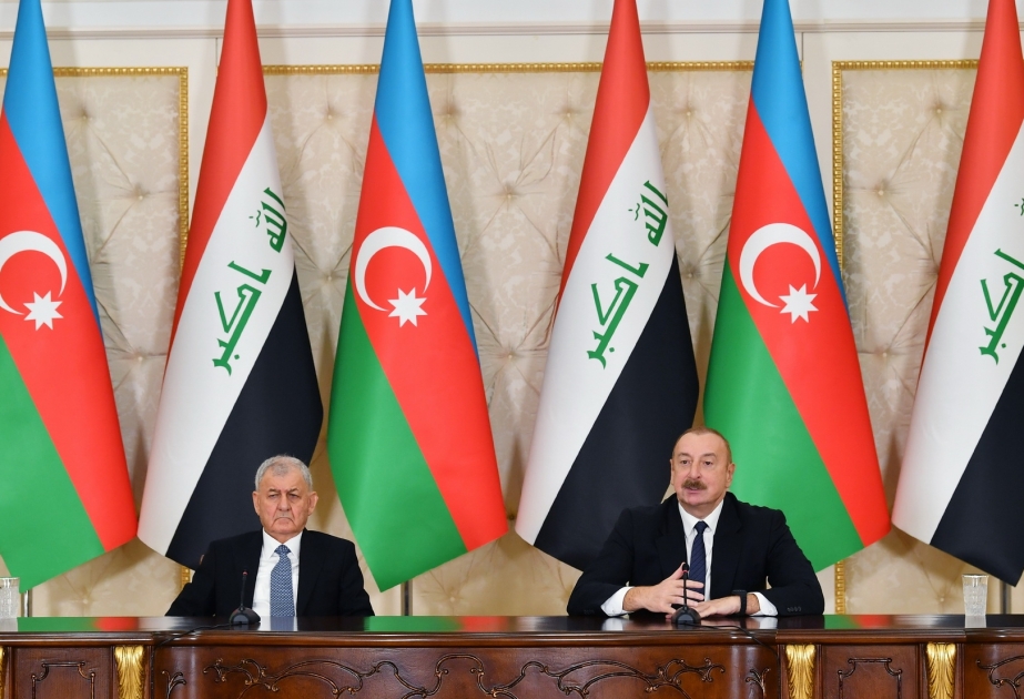 Presidents of Azerbaijan and Iraq made press statements VIDEO
