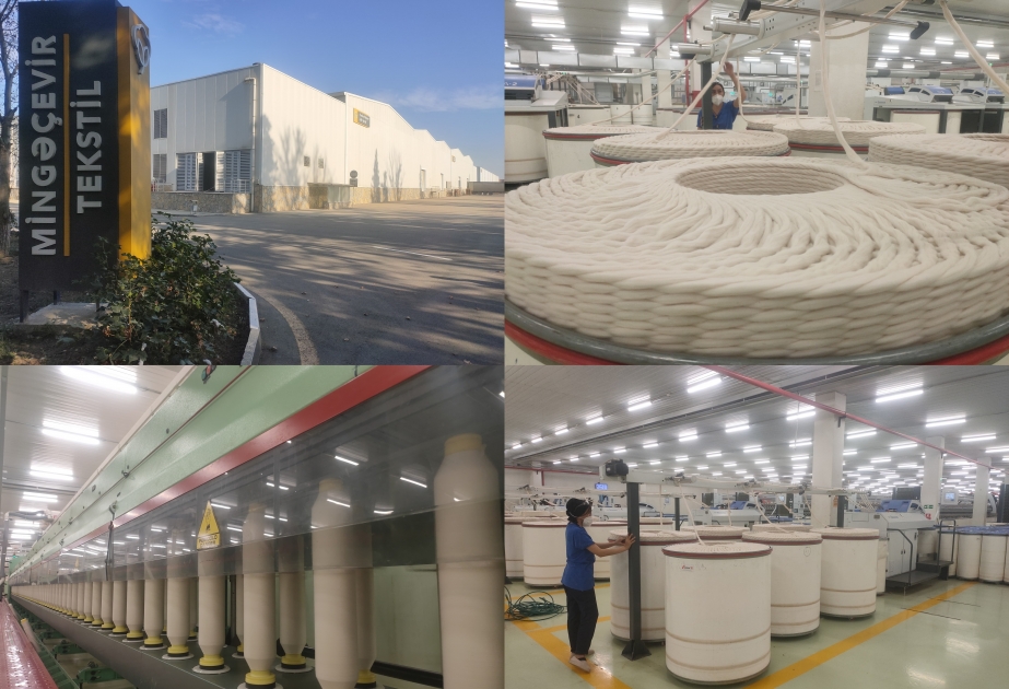 Mingəçevir Sənaye Parkında bir ayda fərqli nömrədə 1200 ton iplik istehsal edilir –  FOTO VİDEO