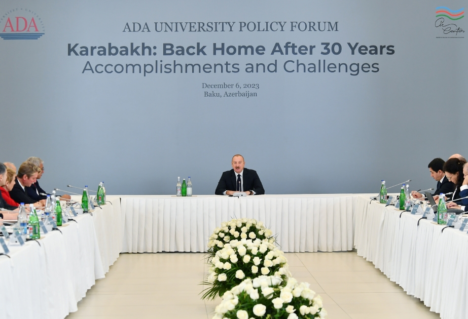 Internationales Forum zum Thema „Karabach: Rückkehr nach 30 Jahren. Erfolge und Herausforderungen“ Aserbaidschans Präsident Ilham Aliyev nimmt am Forum teil VIDEO