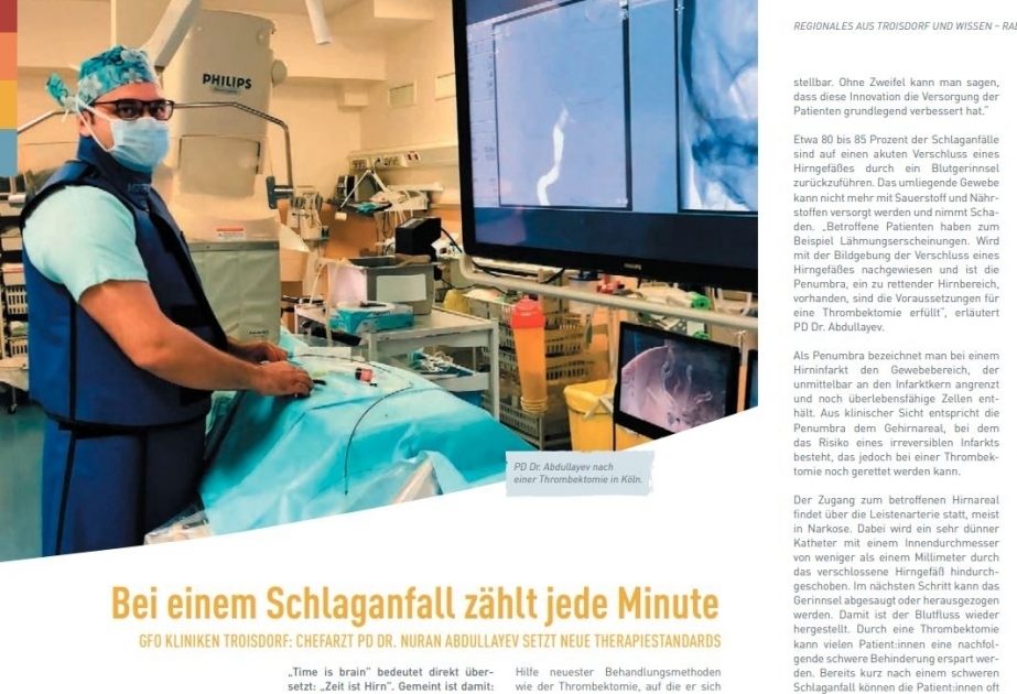 Bei einem Schlaganfall zählt jede Minute GFO Kliniken Troisdorf: Chefarzt DR. Nuran Abdullayev setzt neue Therapiestandards