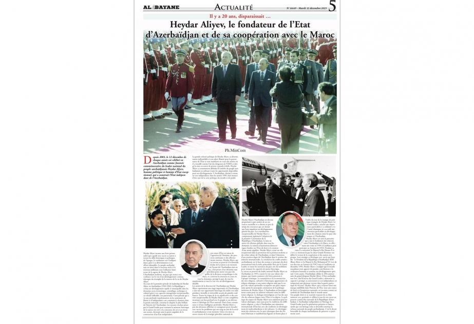 Mərakeş qəzetində Ulu Öndər Heydər Əliyev haqqında məqalə dərc olunub