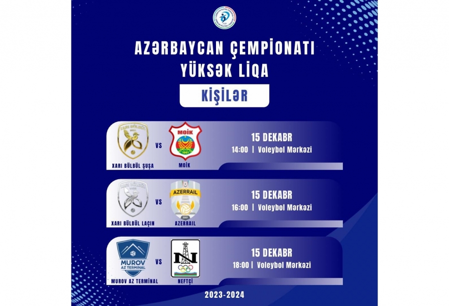 Kişi voleybolçular arasında Azərbaycan çempionatında növbəti oyunların vaxtı açıqlanıb