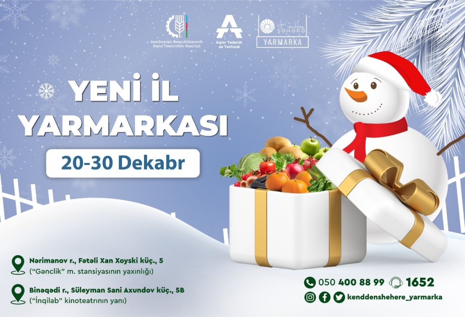 “Kənddən Şəhərə” Yeni il yarmarkalarına 42 regiondan məhsul çıxarılacaq