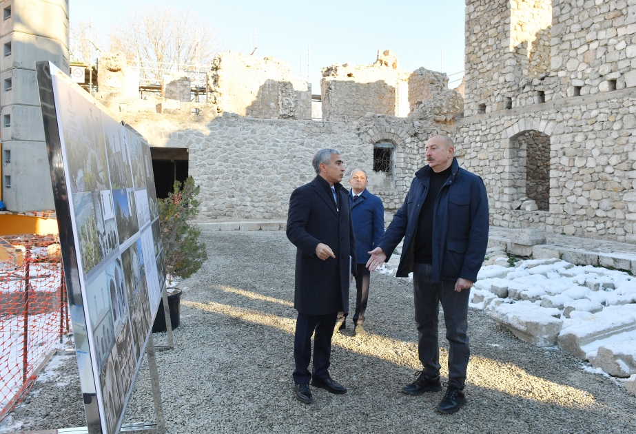 President Ilham Aliyev viewed restoration progress at Ashaghi Govhar Agha Mosque in Shusha VIDEO