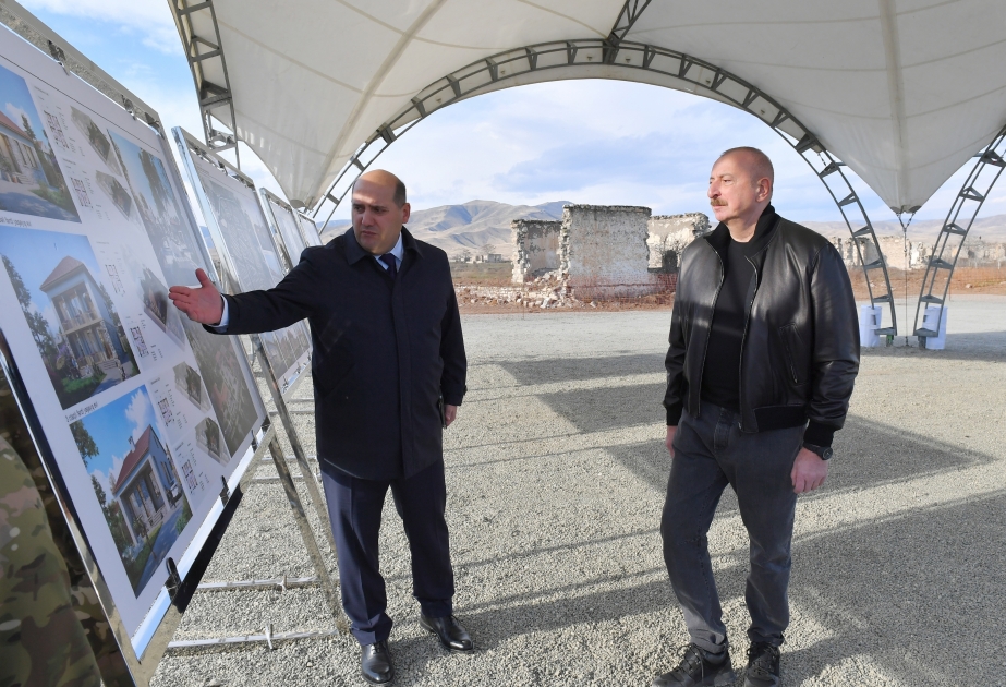 President Ilham Aliyev laid foundation stone for village of Giyasli in Aghdam district VIDEO