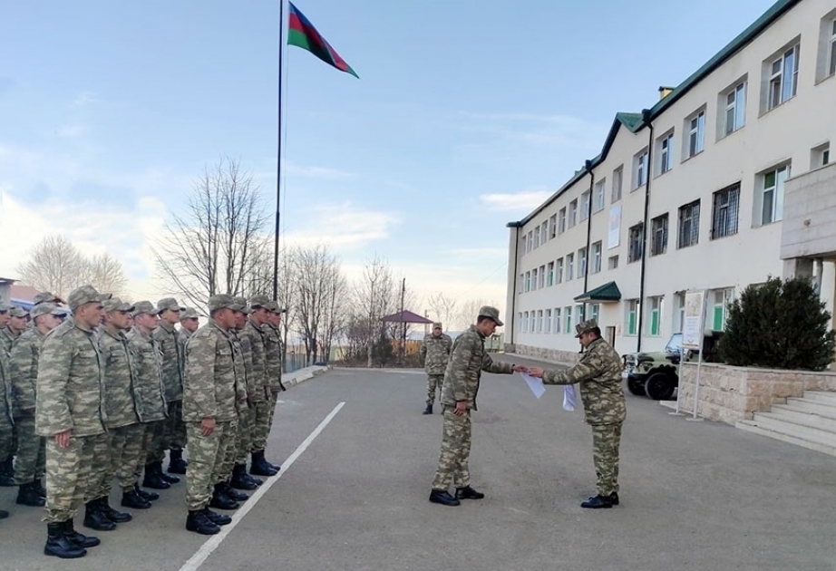 Azerbaijan Army holding ceremony of discharging servicemen who completed their active military service