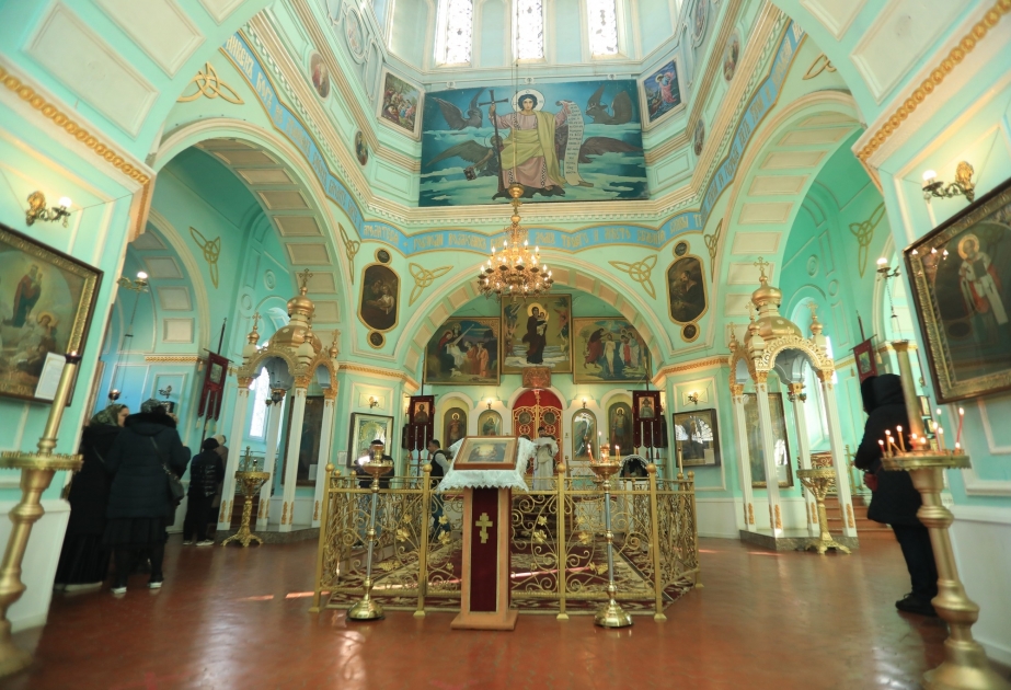 Gəncədəki Aleksandr Nevski adına Rus Pravoslav Kilsəsində Milad bayramı qeyd olunub