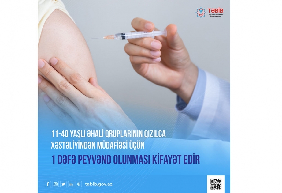 11-40 yaşlı əhali qruplarının qızılca xəstəliyindən müdafiəsi üçün bir dəfə peyvənd olunması kifayətdir