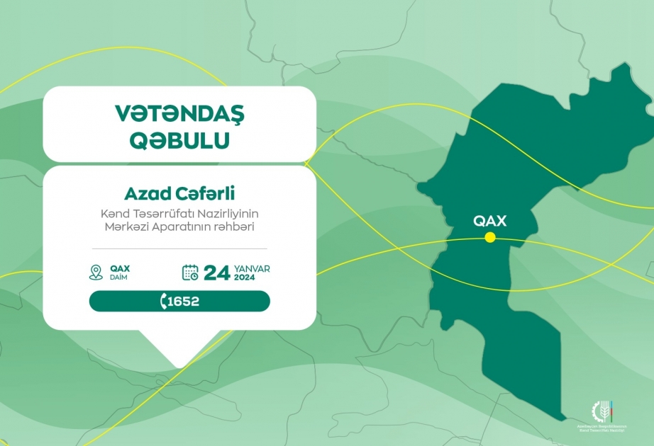 Kənd Təsərrüfatı Nazirliyinin aparat rəhbəri Qaxda vətəndaşları qəbul edəcək