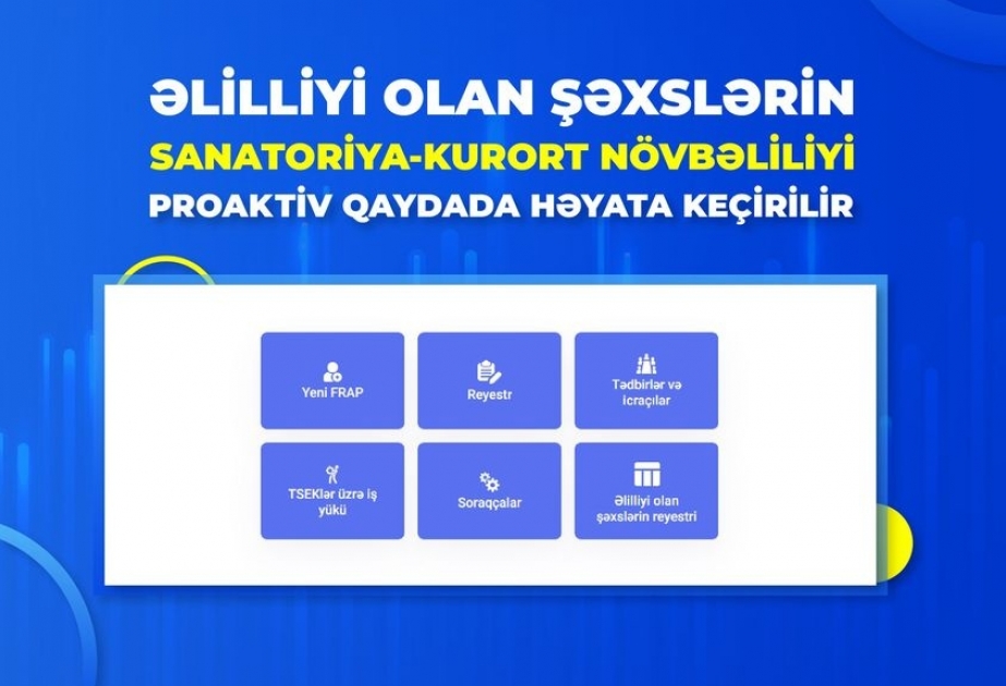 Əlilliyi olan şəxslərin sanatoriya-kurort növbəliliyi proaktiv qaydada həyata keçirilir