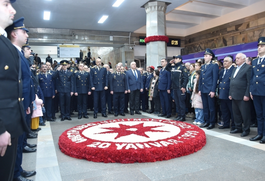 Bakı metrosunda 20 Yanvar şəhidlərinin əziz xatirəsi anılıb