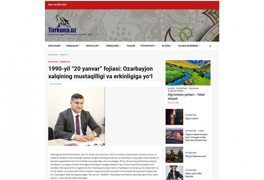 Azərbaycan aliminin 20 Yanvar faciəsi haqqında məqalələri Şərq ölkələrində yayımlanıb
