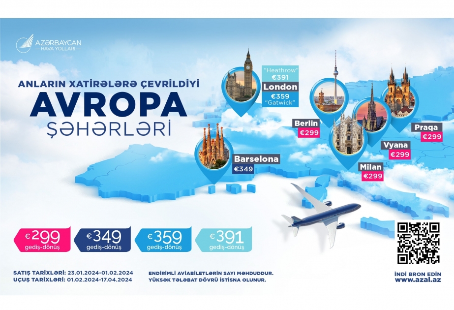 AZAL ofrece billetes con descuento a seis ciudades europeas