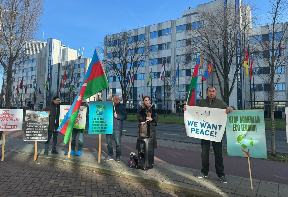 Azerbaijani diaspora representatives hold peaceful rally in Netherlands against mine terror