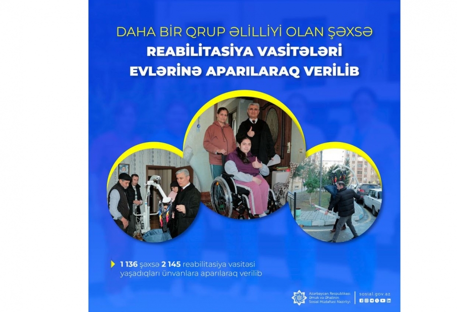 Daha bir qrup əlilliyi olan şəxsə reabilitasiya vasitələri evlərinə aparılaraq verilib