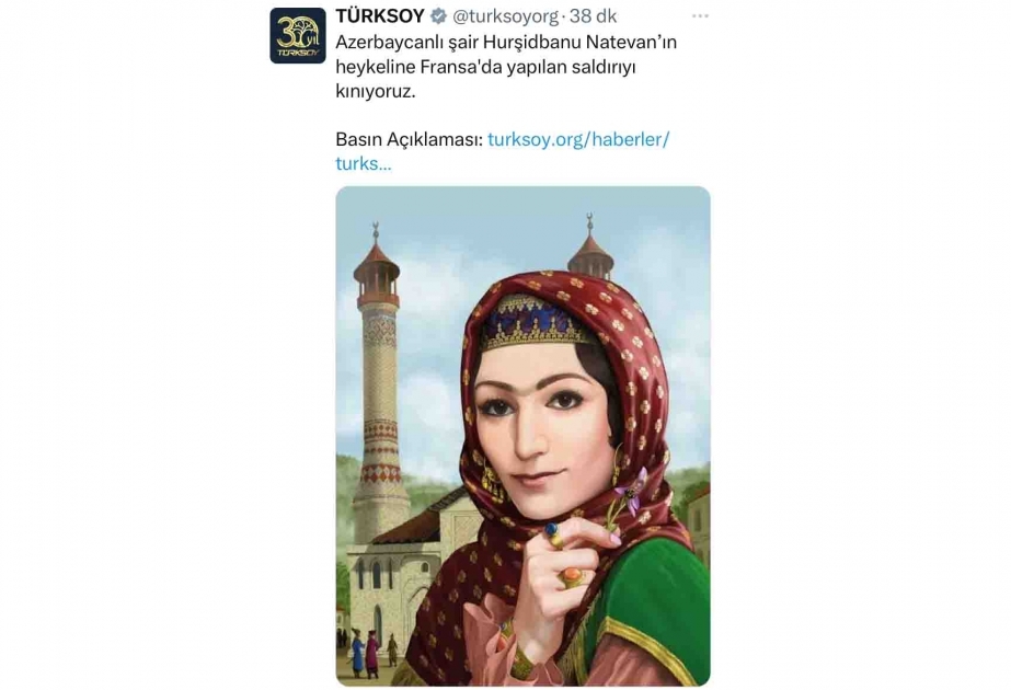 TÜRKSOY condena el acto vandálico cometido contra el monumento a Jurshidbanu Nataván en Francia