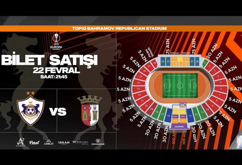 Les billets du match Qarabag FK et Braga sont en vente