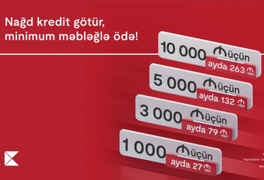 ®  “Kapital Bank”dan nağd pul kreditinə minimum ödəniş fürsəti
