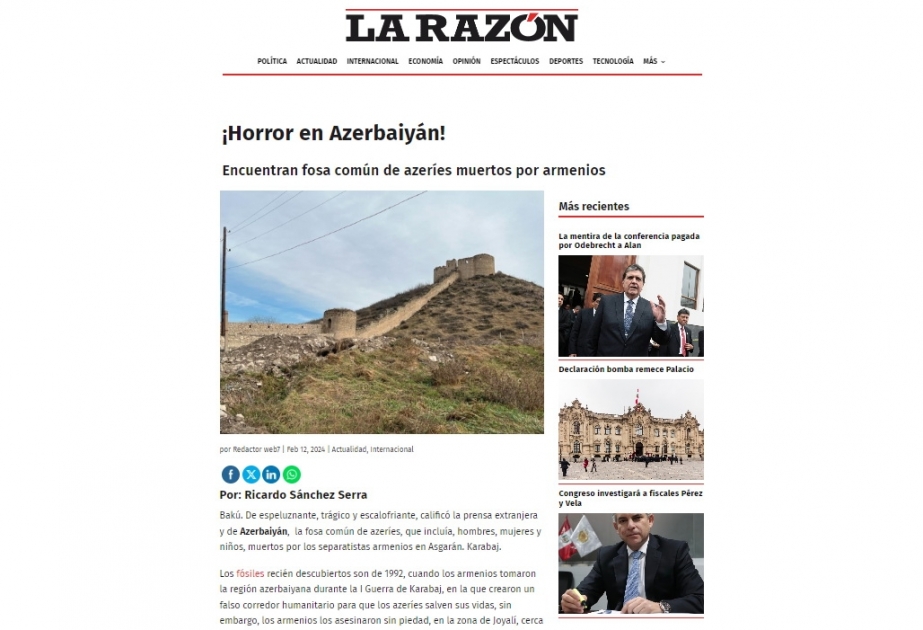El periódico peruano escribe sobre la fosa común descubierta en Joyalí