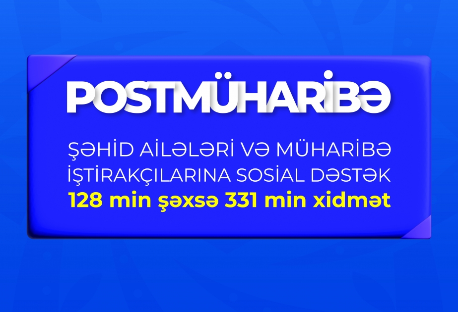 Postmüharibə dövründə şəhid ailələri üzvləri və müharibə iştirakçıları olan 128 min şəxsə 331 min xidmət göstərilib