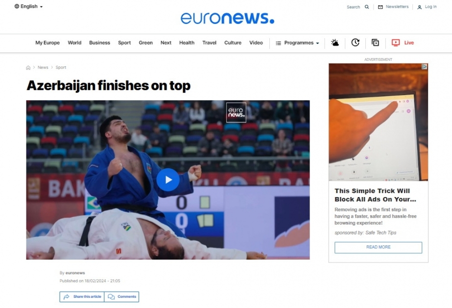 “Euronews” telekanalı Azərbaycanda keçirilən “Böyük dəbilqə” turnirinin yekunları haqqında reportaj yayımlayıb