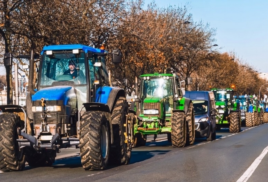 Praqa küçələrində də traktor və kombaynlar şütüyür