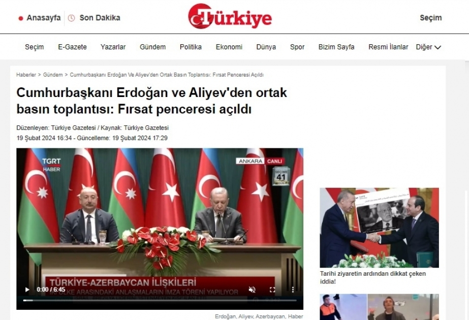 La visite officielle du président Ilham Aliyev en Türkiye sous les projecteurs des médias turcs