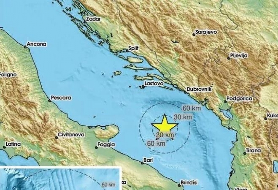 Adriatik dənizində 4,7 bal gücündə zəlzələ olub