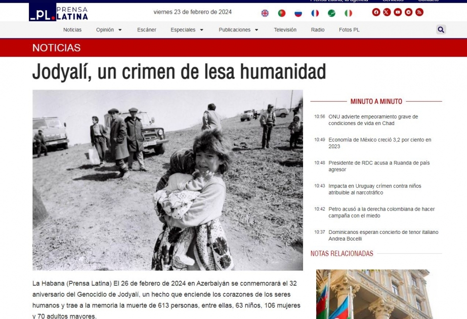 Prensa Latina escribe sobre el genocidio de Joyalí