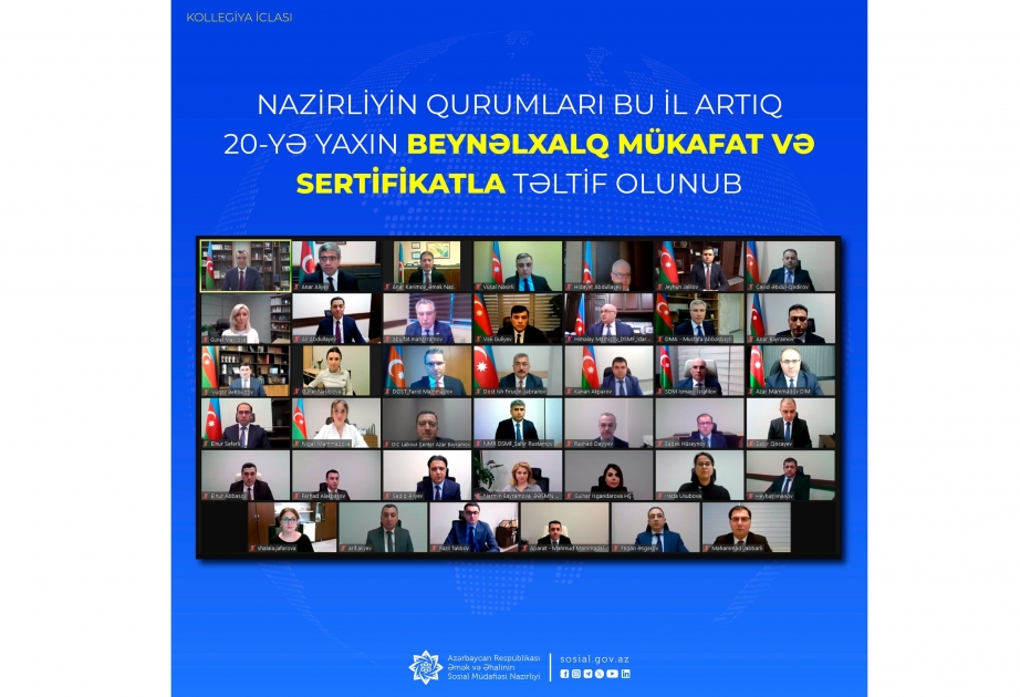 Əmək və Əhalinin Sosial Müdafiəsi Nazirliyinin qurumları bu il 20-yə yaxın beynəlxalq mükafat və sertifikatla təltif olunub