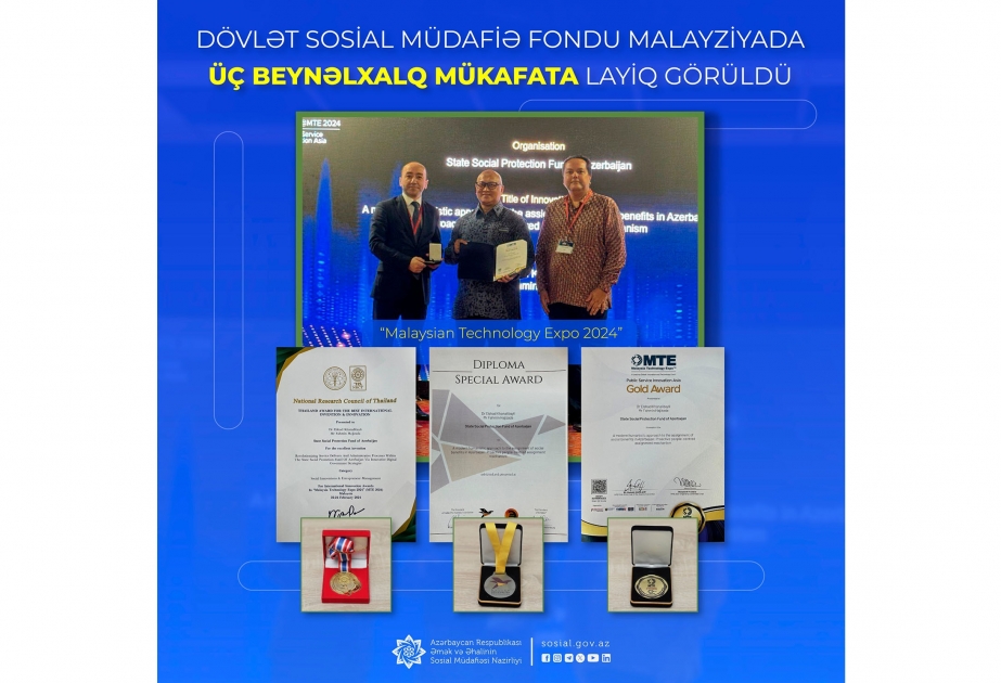Dövlət Sosial Müdafiə Fondu Malayziyada üç beynəlxalq mükafata layiq görülüb