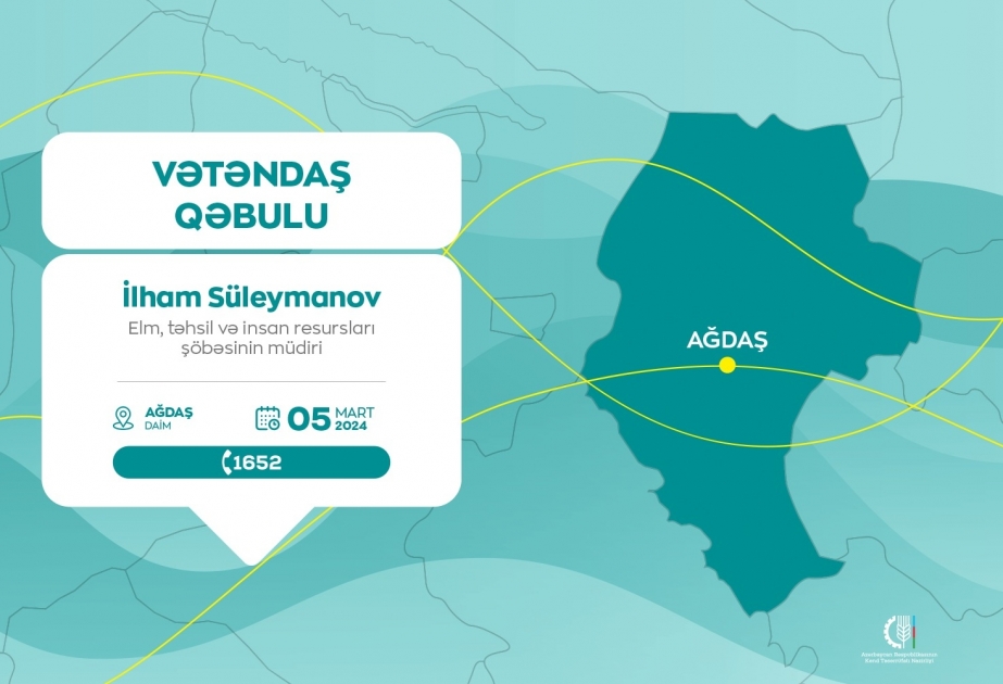 Kənd Təsərrüfatı Nazirliyinin şöbə müdiri Ağdaşda vətəndaşların müraciətini dinləyəcək