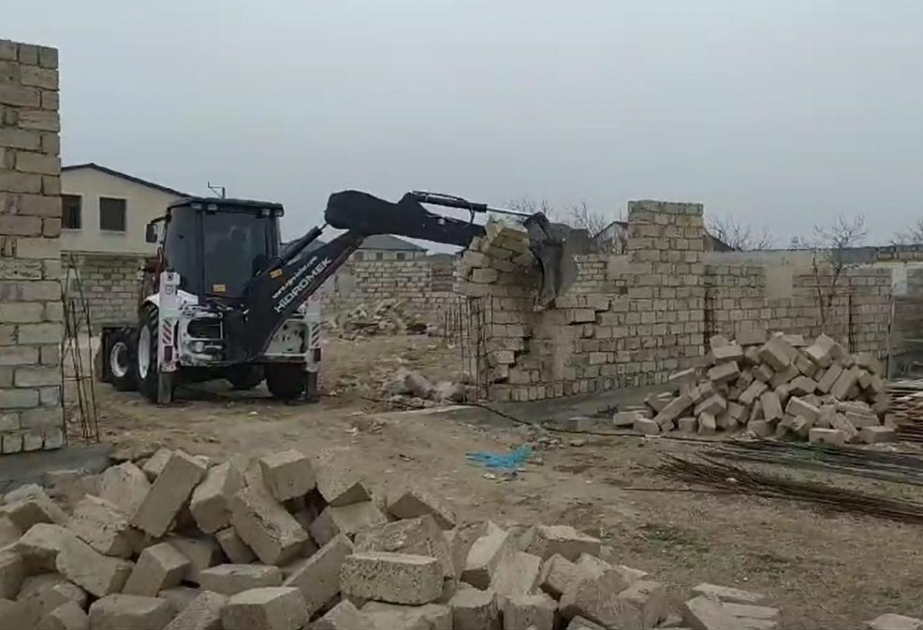 Fövqəladə Hallar Nazirliyi tərəfindən qanunsuz tikililər sökülüb VİDEO