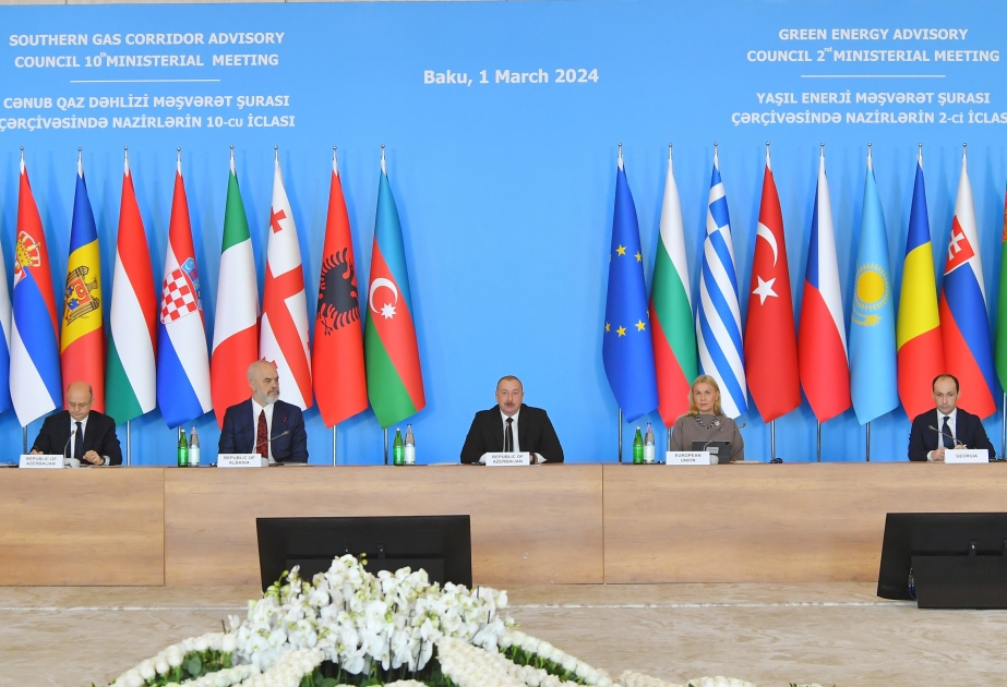 Baku hosted 10th Southern Gas Corridor Advisory Council Ministerial Meeting and 2nd Green Energy Advisory Council Ministerial Meeting  President Ilham Aliyev attended the event VIDEO