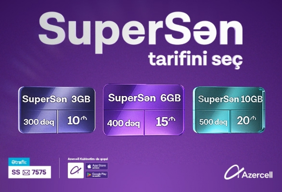 ®  Yeni “SuperSən” tarifində daha çox internet, ölkədaxili zəng və daha çox seçim imkanı!