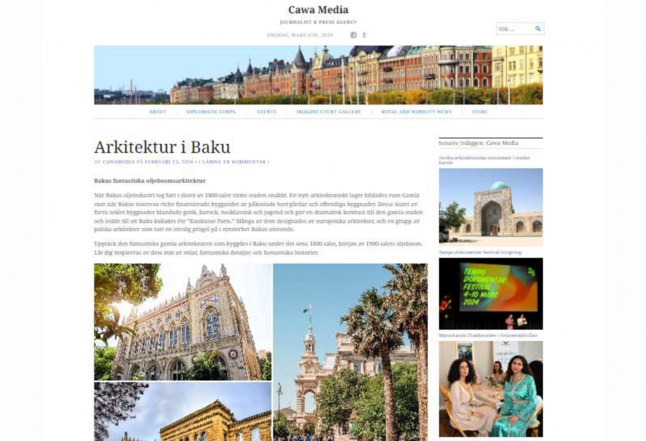 İsveçin “CawaMedia” agentliyi Bakının memarlığı barədə yazıb