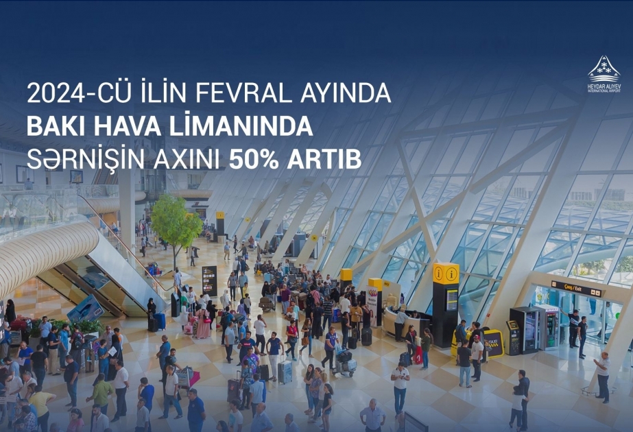En febrero de 2024, la afluencia de pasajeros en el aeropuerto de Bakú aumentó un 50%