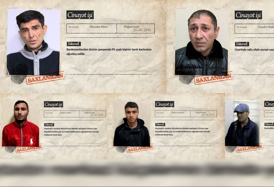 Səbail rayonunda oğurluq, dələduzluq və digər cinayətlər edən 5 nəfər saxlanılıb VİDEO