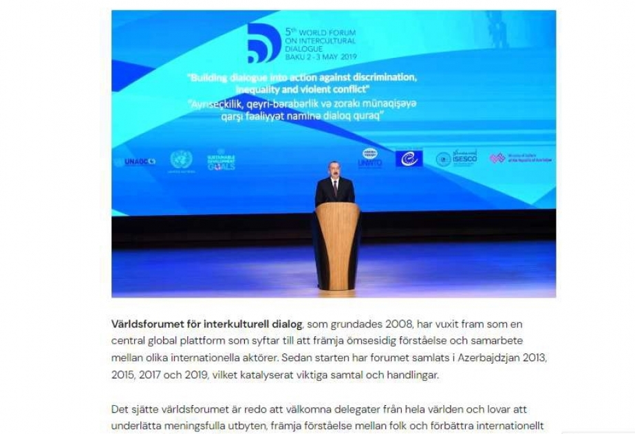 Diplomatic World Sweden посвятил статью VI Всемирному форуму по межкультурному диалогу