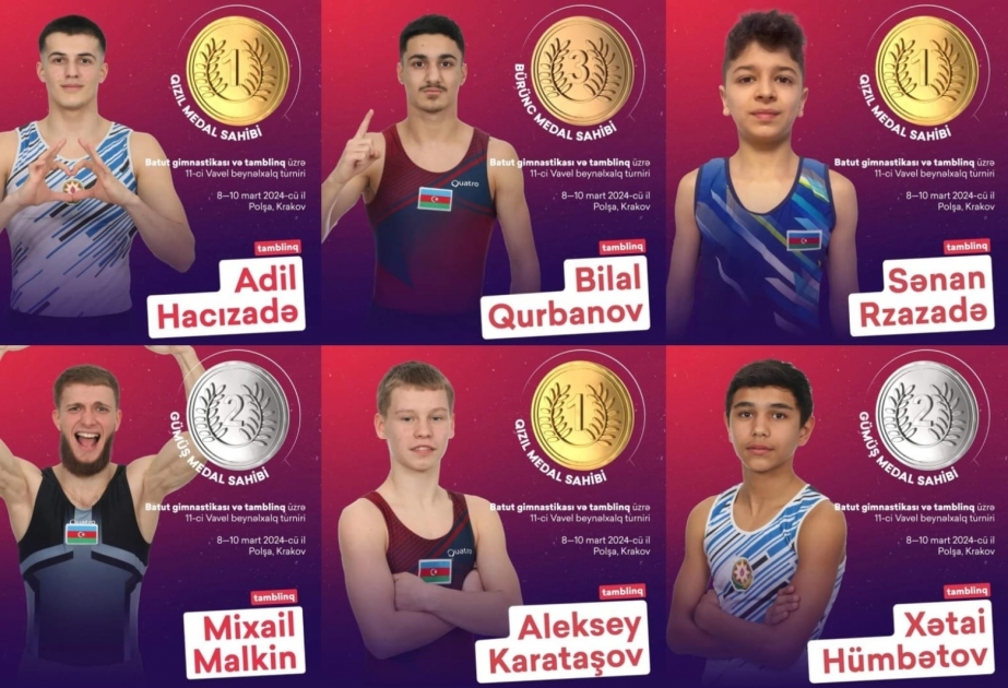 Gimnastas azerbaiyanos obtienen seis medallas en el torneo de Cracovia