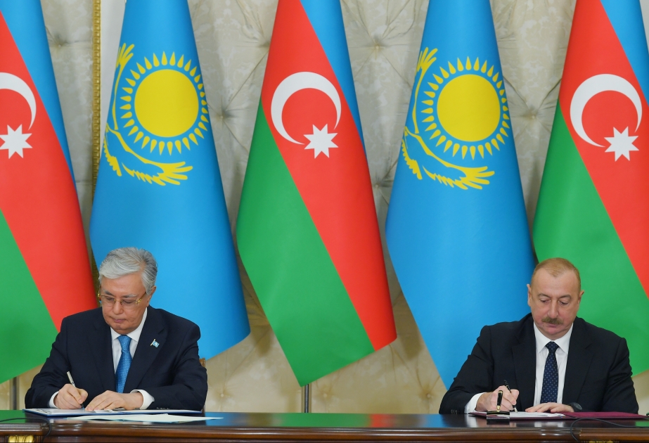 Ceremony of signing Azerbaijan-Kazakhstan documents was held VIDEO