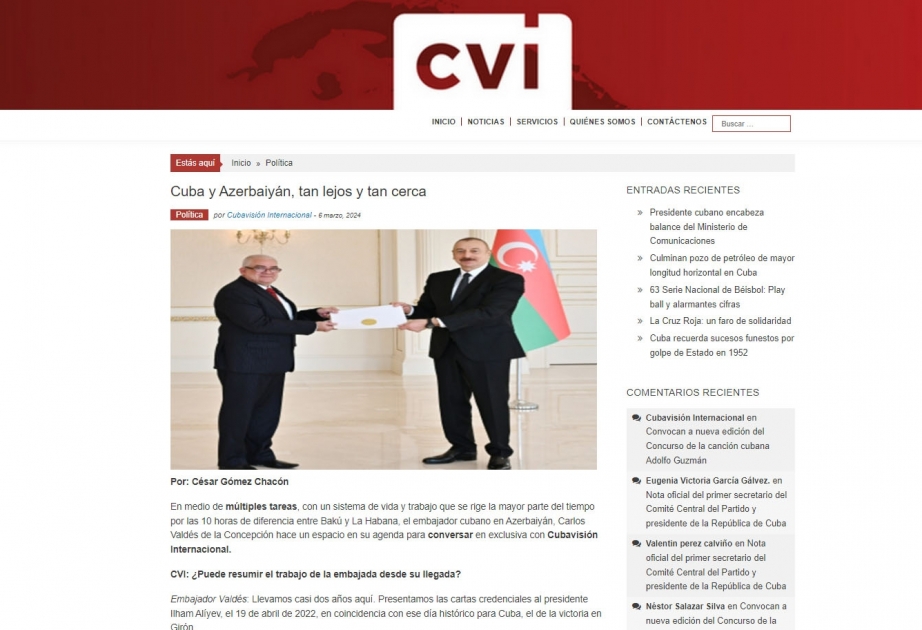 Cubavisión Internacional: Cuba y Azerbaiyán, tan lejos y tan cerca