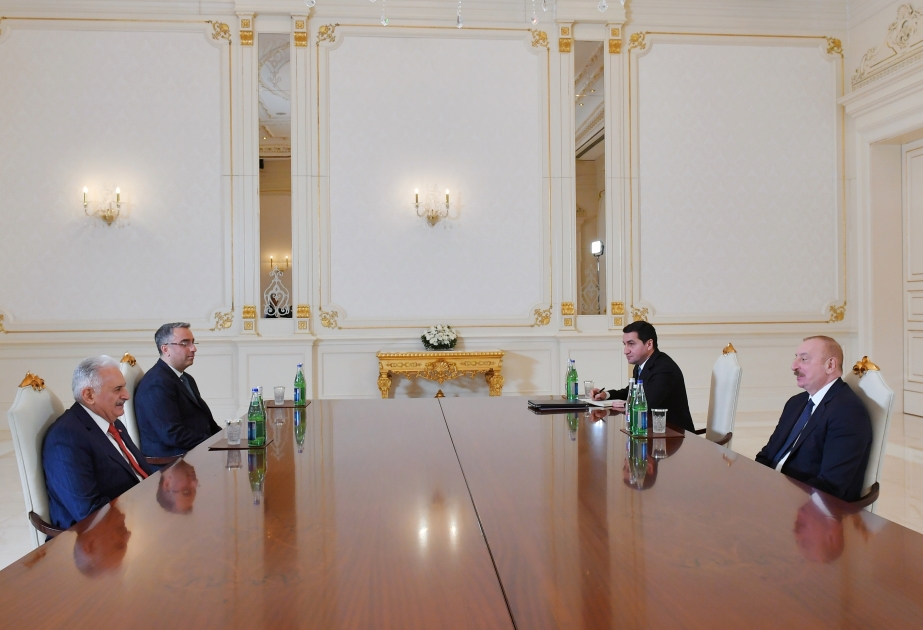 Präsident Ilham Aliyev empfangt Vorsitzenden des Ältestenrats der Organisation Türkischer Staaten Binali Yildirim AKTUALISIERT VIDEO