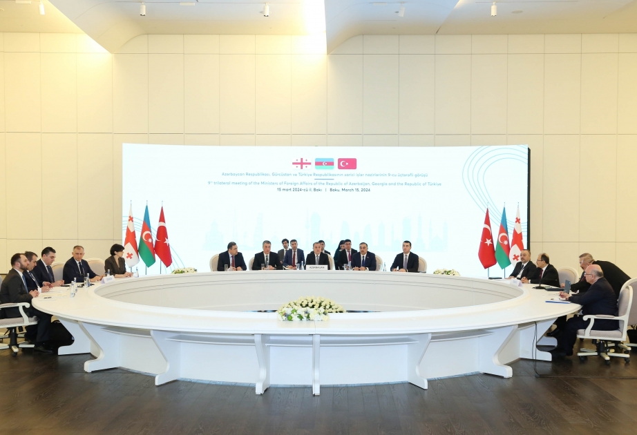 9th trilateral meeting of Azerbaijani, Turkish and Georgian FMs kicks off in Baku