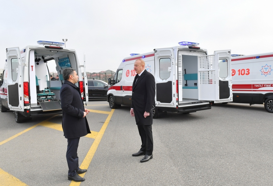 President Ilham Aliyev viewed newly acquired modern ambulances VIDEO