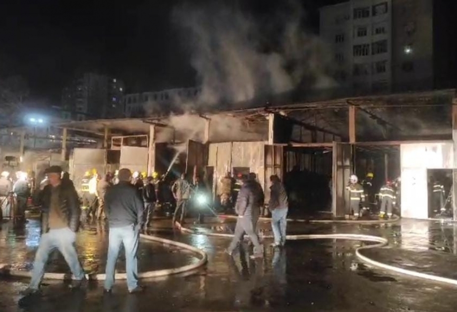 Gəncədə avtomobil təmiri sexində baş verən yanğın söndürülüb YENİLƏNİB VİDEO