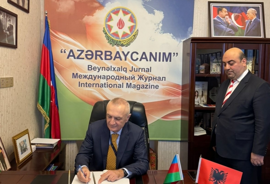 Former Albanian President Ilir Meta meets with staff of My Azerbaijan International Magazine