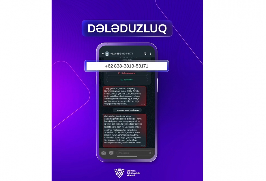 ETX həvəsləndirici vədlər təklif edilən mesajlarla bağlı vətəndaşlara xəbərdarlıq edib